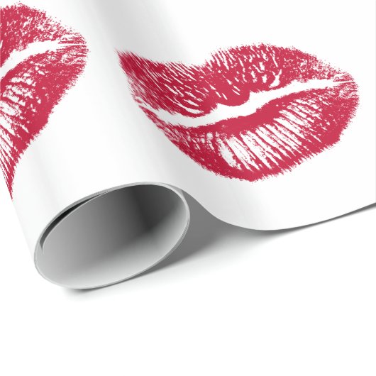 Kuss, rote Lippen Geschenkpapier (Rolleneckpunkt)