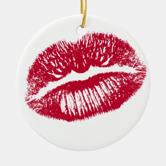 Kuss, rote Lippen Keramik Ornament (Vorne)