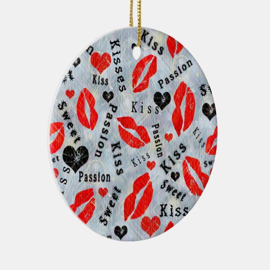 Kuss, rote Lippen. Keramik Ornament (Rechts)