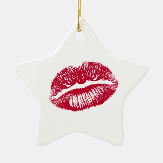 Kuss, rote Lippen Keramik Ornament (Vorne)