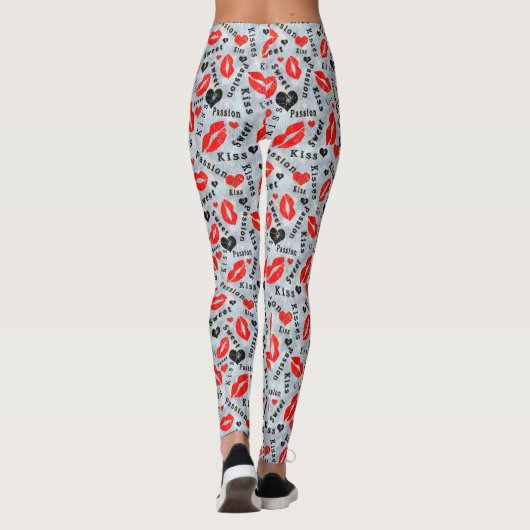 Kuss, rote Lippen. Leggings (Rückseite)