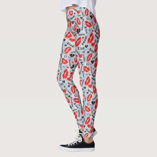 Kuss, rote Lippen. Leggings (Links)