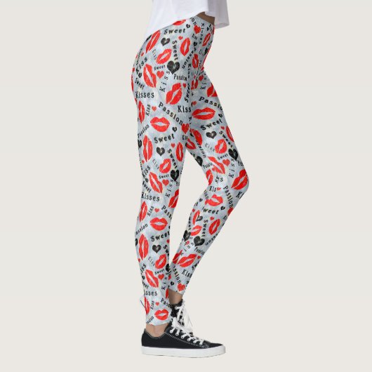 Kuss, rote Lippen. Leggings (Rechts)