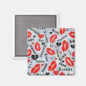 Kuss, rote Lippen. Magnet (Vorderseite/Rückseite)