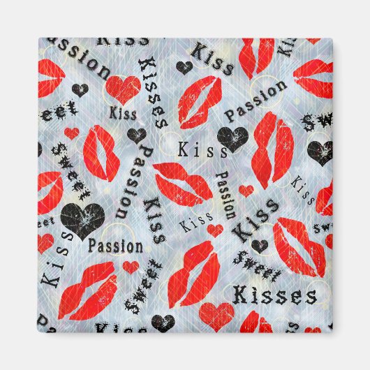 Kuss, rote Lippen. Magnet (Vorne)