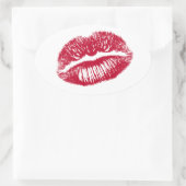 Kuss, rote Lippen Ovaler Aufkleber (Tasche)