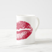 Kuss, rote Lippen Porzellantasse (Vorderseite Rechts)