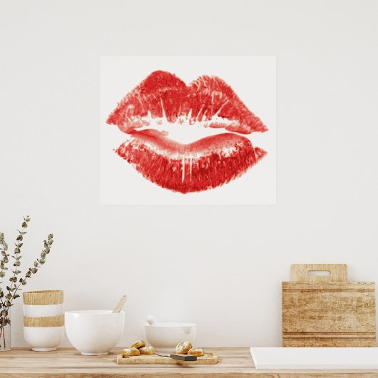 Kuss, rote Lippen Poster (Küche)