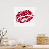 Kuss, rote Lippen Poster (Küche)