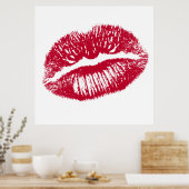 Kuss, rote Lippen Poster (Küche)