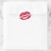 Kuss, rote Lippen Quadratischer Aufkleber (Tasche)