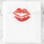Kuss, rote Lippen Runder Aufkleber (Tasche)
