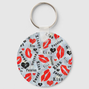 Kuss, rote Lippen. Schlüsselanhänger