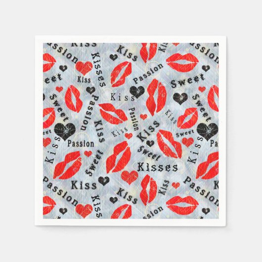 Kuss, rote Lippen. Serviette (Vorderseite)