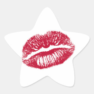 Kuss, rote Lippen Stern-Aufkleber