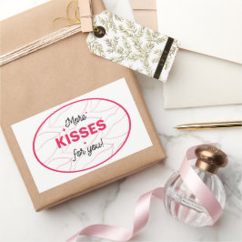 Küß rote, rosa Lippen romantische Liebe. Rechteckiger Aufkleber