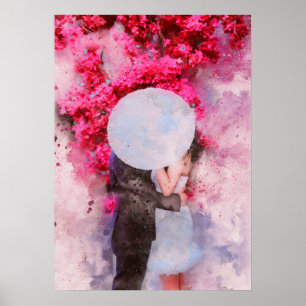 küss umbrella florale Aquarellbilder Poster
