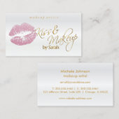 Kuss und Make-up - rosa Glitzer Visitenkarte (Vorne/Hinten)