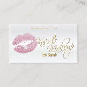 Kuss und Make-up - rosa Glitzer Visitenkarte (Vorderseite)