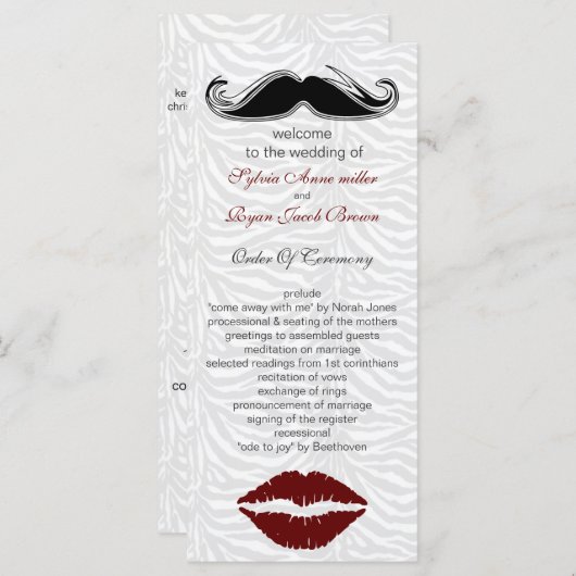 Kuss und Schnurrbart zebra streifen Programm Hochz (Vorne/Hinten)