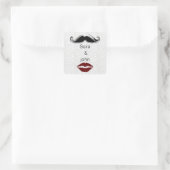 Kuss und Schnurrbart Zebrastreifen Umschlag Aufkle Quadratischer Aufkleber (Tasche)