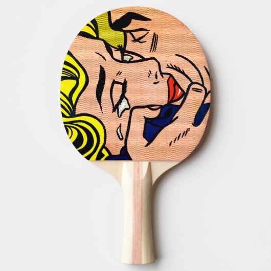 Kuss V - Lichtenstein - Vintage Pop-Kunst Tischtennis Schläger (Vorderseite)