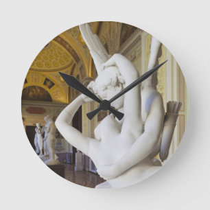 Kuss von Amor und Psyche, von Antonio Canova Runde Wanduhr