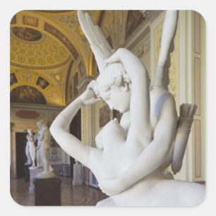 Kuss von Cupido und Psyche, von Antonio Canova Quadratischer Aufkleber
