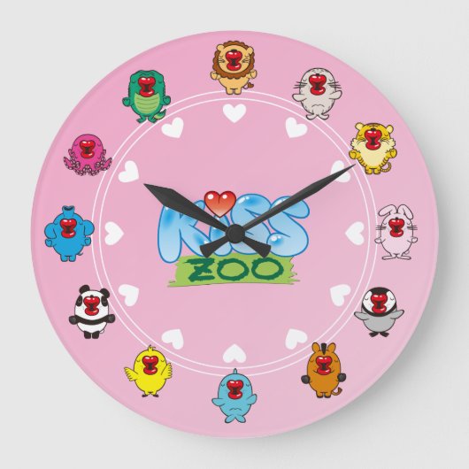 Kuss-Zoo Große Wanduhr (Vorderseite)