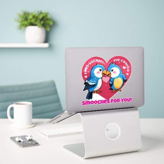 Küsschen für Dich!  Aufkleber (Laptop auf Schreibtisch)