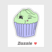 Küsschen-Minz-Cupcake Aufkleber (Blatt)