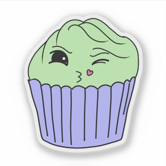 Küsschen-Minz-Cupcake Aufkleber (Vorderseite)