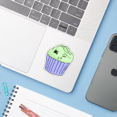 Küsschen-Minz-Cupcake Aufkleber (Laptop mit iPhone)