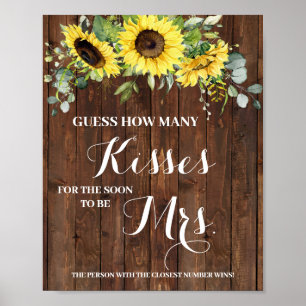 Küsse für bald Mrs. Sonnenblumen Dusche Spiel Schi Poster