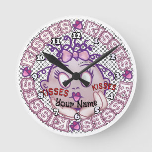 Küsse Gesicht Runde Wanduhr
