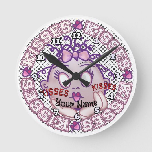 Küsse Gesicht Runde Wanduhr (Vorderseite)