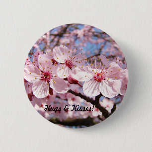 Küsse & Küsse Knöpfe Rosa Blossom Blume Bäume Button