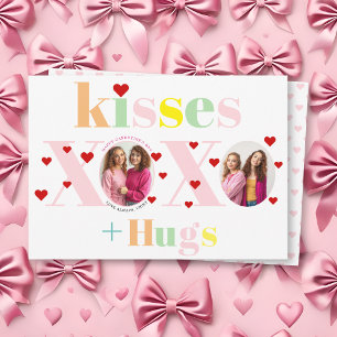 Küsse, Liebe, Umarmungen-Typografie-Foto Galentine Feiertagskarte