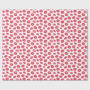 Küsse Lippen Frech Rosa und Rot Geschenkpapier
