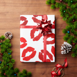 Küsse Lippen Lippenstift Druck Valentinstag Muster Geschenkpapier