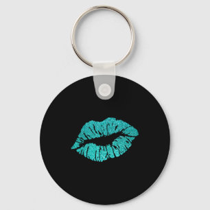 Küsse Lippen Türkis Blau Valentinstag Y Liebe Vib Schlüsselanhänger