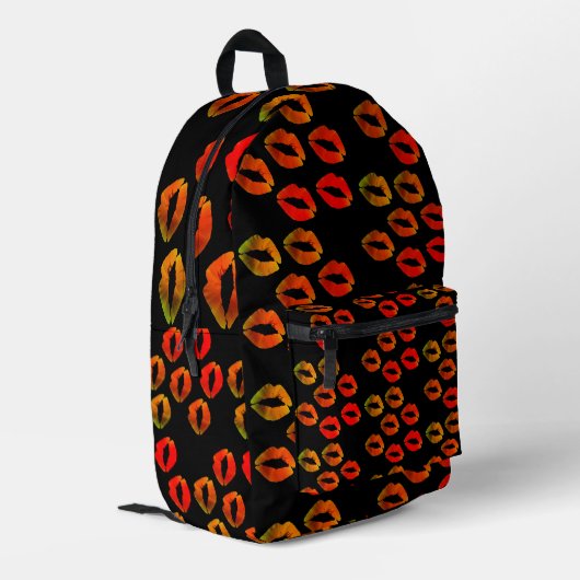 Küsse, rote Lippen Bedruckter Rucksack (Rückseitige Ecke links)