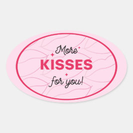 Küsse rote rosa Lippen romantische Liebe. Ovaler Aufkleber