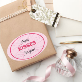 Küsse rote rosa Lippen romantische Liebe. Ovaler Aufkleber
