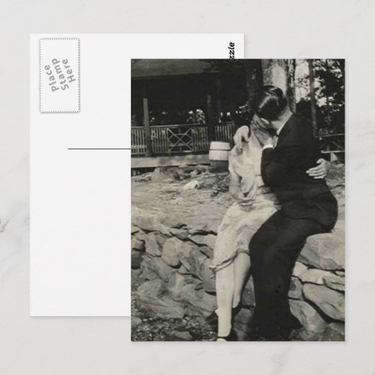 Küssen auf die Steinmauer Postkarte (Vorne/Hinten)