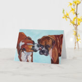 Küssen Boxer Dogs Fine Art Grußkarte Karte (Gelbe Blume)
