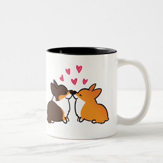 Küssen Corgis-Tasse| des Corgi-Küssens Zweifarbige Tasse (Rechts)
