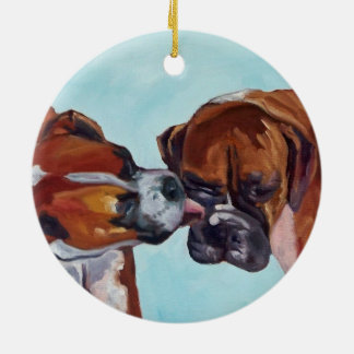Küssen der Boxer-runden Verzierung Keramik Ornament