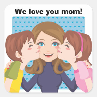 Küssen der Mama Quadratischer Aufkleber