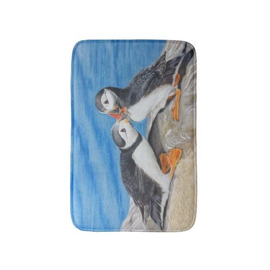 Küssen der Papageientaucher Badematte (Vorderseite Vertikal)